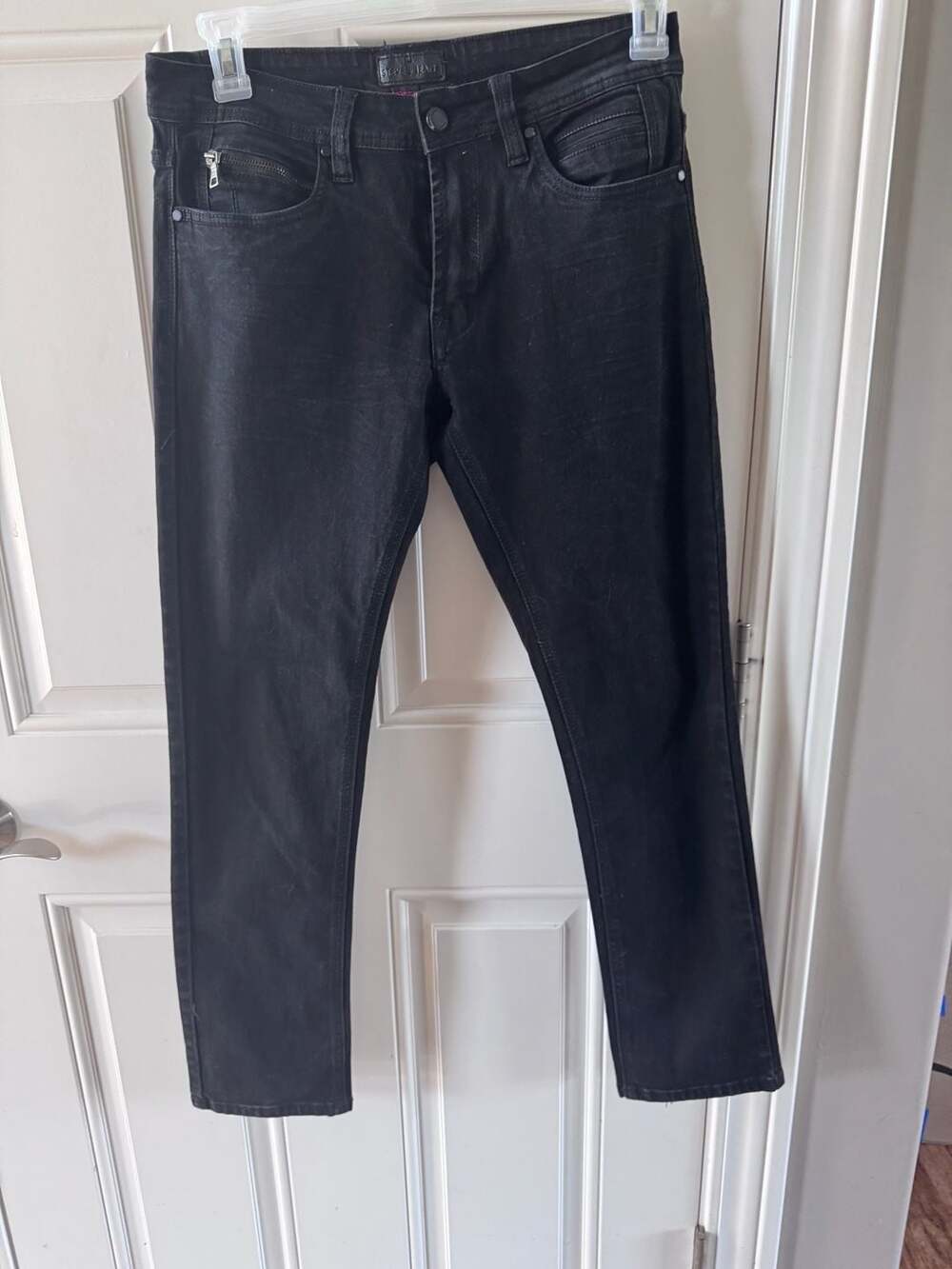 Steve's Jeans Black Coated Slim Fit Jeans 30/30